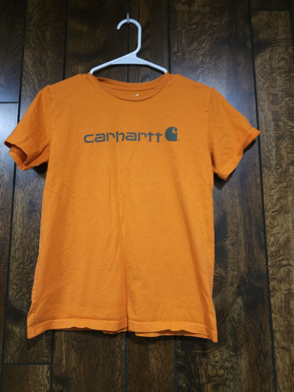 Carhartt Boys 10-12 Medium Short Sleeve Orange Logo Tee